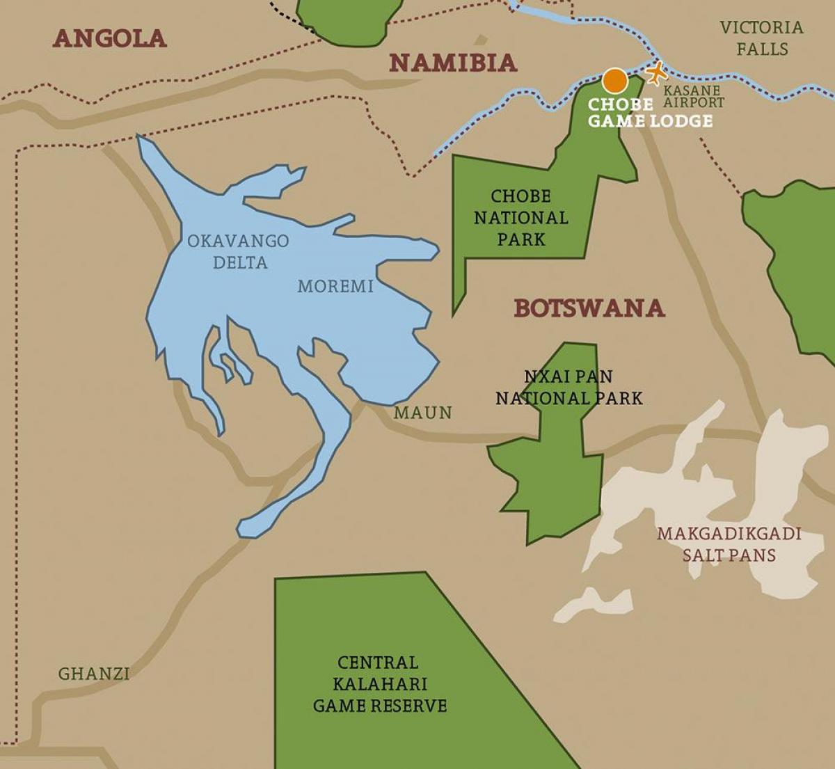 karta över Botswana karta nationalparker