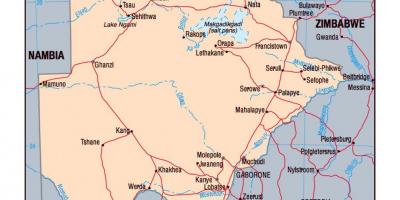 Botswana politiska karta - Karta över Botswana politiska (Södra Afrika