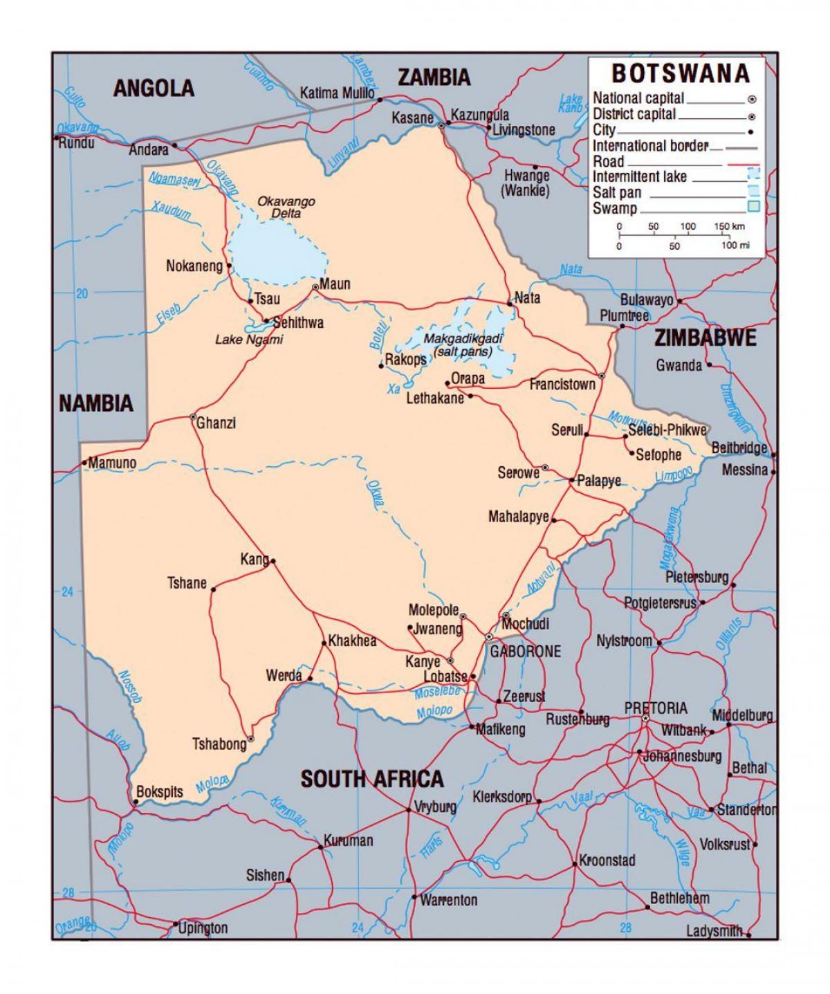 karta över Botswana politiska